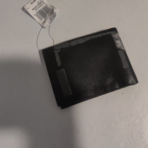 DEFECT Perry Ellis Portfolio Men's Fold Wallet Black Leather Bifold $50 2A162 - Picture 2 of 3